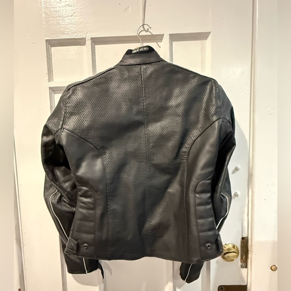 Women’s Black Perforated Leather Jacket - Sporty ChopperStyle - Picture 3 of 4